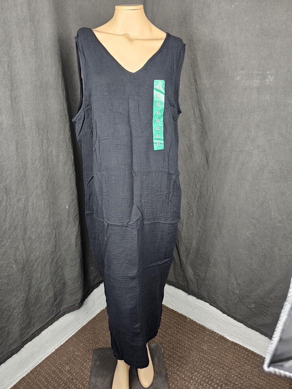 Briggs Women's XL Maxi Dress 100% Cotton Sleeveless Tank V-Neck Lagenlook NWT